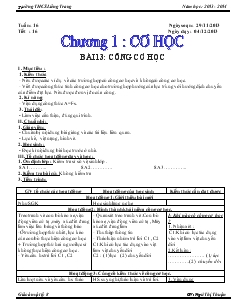 Giáo án Vật lý 8 bài 13: Công cơ học - Trường THCS Liêng Trang