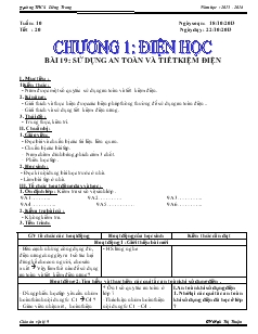 Giáo án Vật lý 9 bài 19: Sử dụng an toàn và tiết kiệm điện - Trường THCS Liêng Trang