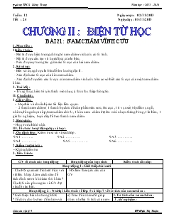 Giáo án Vật lý 9 bài 21: Nam châm vĩnh cửu - Trường THCS Liêng Trang