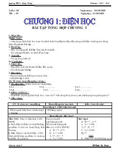 Giáo án Vật lý 9 tiết 19: Bài tập tổng hợp chương 1 - Trường THCS Liêng Trang