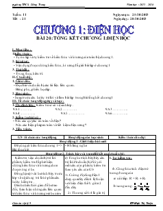 Giáo án Vật lý 9 tiết 21: Tổng kết chương I điện học - Trường THCS Liêng Trang