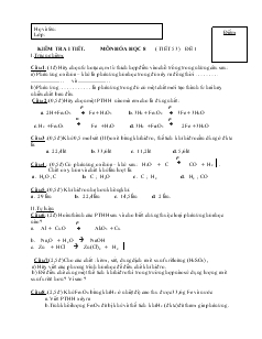 Kiểm tra I tiết. môn hóa học 8 ( tiết 53) đề 1