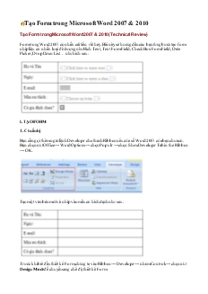 Tạo Form trong Microsoft Word 2007 & 2010