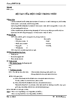 Bài giảng tiết 60 Độ tan của một chất trong nước