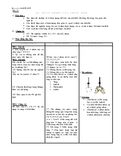 Bài soạn dạy Vật lý 6 tiết 23: Sự nở vì nhiệt của chất khí