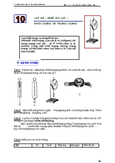 Bài tập cơ bản và nâng Vật lý 6 bài: Lực kế – phép đo lực – khối lượng và trọng lượng