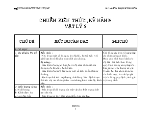 Chuẩn kiến thức, kỹ năng vật lý 6