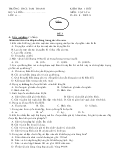 Đề kiểm tra 1 tiết môn: vật lý 6 - Tuần 8 tiết 8 (đề 3)