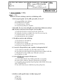 Đề kiểm tra học kì 2 môn: Vật lí 6 - Phần trắc nghiệm và tự luận (NH: 2006-2007)