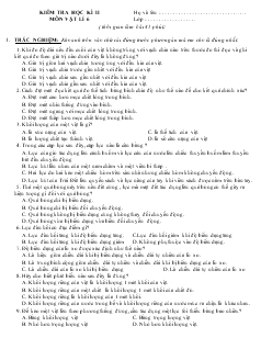 Đề kiểm tra học kì 2 môn Vật lí khối 6