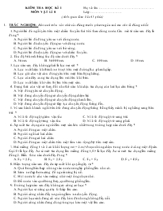Đề kiểm tra học kì I môn Vật lí 8