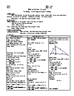 Giáo án Hình học 9 tiết 1: Một số hệ thức về cạnh Và đường cao trong tam giác vuông