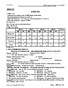 Giáo án Vật lý 6 tiết 27: Kiểm tra - Trường THCS Văn Trị