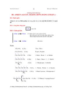 Bài giảng Chương trình hóa học III. anken (alcen, olefin, dồng đẳng etilen, )