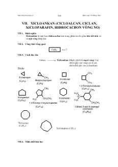 Bài giảng VII. xicloankan (cicloalcan, ciclan, xicloparafin, hiđrocacbon vòng no)