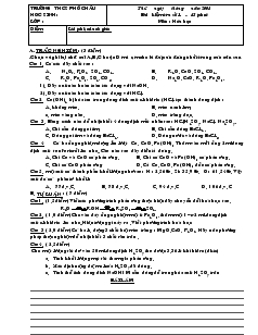 Bài kiểm tra số 1 thời gian 45 phút Môn : Hóa học