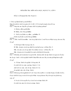 Đề kiểm tra môn hóa học, học kỳ II, lớp 9 đề số 2 (thời gian làm bài: 45 phút)