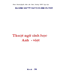 Thuật ngữ sinh học Anh - Việt (phần 1)