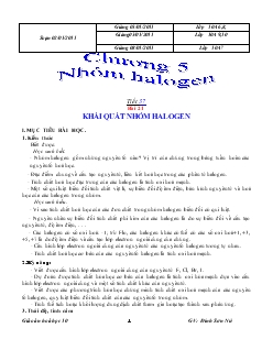 Bài giảng Tiết 37 bài 21 khái quát nhóm halogen