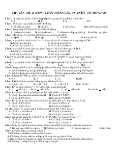 Chuyên đề 2:về bảng tuần hoàn các nguyên tố hóa học