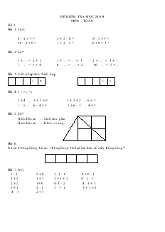 Đề kiểm tra học sinh môn Toán lớp 1