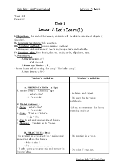 Giáo án Let’s Go 1A lớp 2 - Lesson 7: Let' s Learn (1)