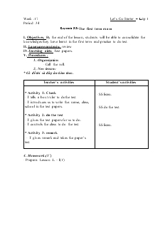 Giáo án Let’s Go Starter lớp 1 tiết 34 - Lesson 35: The first term exam