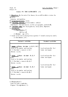 Giáo án Let’s Go Starter lớp 1 tiết 59 - Lesson 59: The alphabets ( 1)