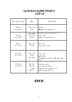 Giáo án lớp 1A3 tuần 13