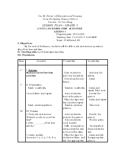 Giáo án Tiếng Anh Grade 5 unit 12: Our free-Time activities lesson 1