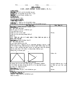 Kế hoạch bài dạy Thủ công 1 tuần 29: Cắt, dán hình tam giác ( t1 )