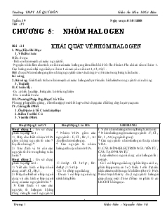 Bài giảng Chương 05: nhóm halogen bài : 21 khái quát về nhóm halogen