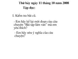 Bài giảng Tập đọc: Nhớ lại buổi đầu đi học