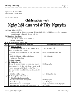 Giáo án Chính tả 2 (Nghe - Viết) tiết 46: Ngày hội đua voi ở Tây Nguyên