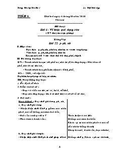 Giáo án lớp 1 tuần 6 - Trường Tiểu học Yên Phú I