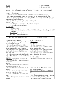 Giáo án Ngữ văn 6 tiết 19 - Tiếng việt: Từ nhiều nghĩa và hiện tượng chuyển nghĩa của từ