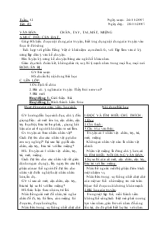 Giáo án Ngữ văn 6 tiết 45 - Văn bản: chân, tay, tai, mắt, miệng