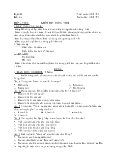 Giáo án Ngữ văn 6 tiết 46 - Tiếng việt: Kiểm tra tiếng việt