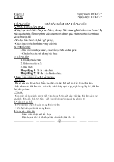 Giáo án Ngữ văn 6 tiết 56 - Tiếng việt: trả bài kiểm tra tiếng việt