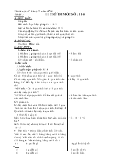 Giáo án Toán 2 tuần 10: 11 trừ đi một số : 11-5