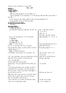 Giáo án Toán 2 tuần 10: 51 - 15