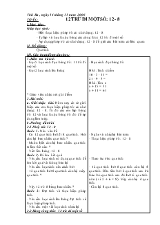 Giáo án Toán 2 tuần 11: 12 trừ đi một số: 12 - 8