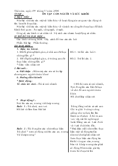Giáo án Tự nhiên xã hội 2 tuần 10: Ôn tập con người và sức khỏe