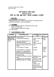 Kế hoạch bài học môn Âm nhạc tiết 22: ôn bài hát “hoa lá mùa xuân”