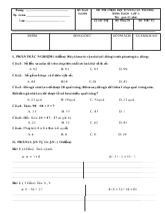 Đề thi chọn đội tuyển cấp trường môn: Toán lớp 2