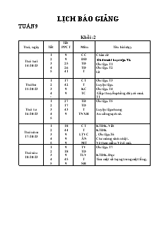 Giáo án khối 2 dạy tuần 9