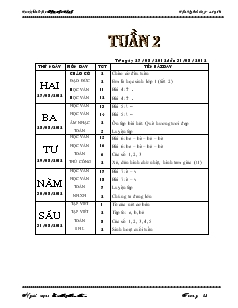 Giáo án lớp 1 tuần 2 - Trường tiểu học Phan Chu Trinh