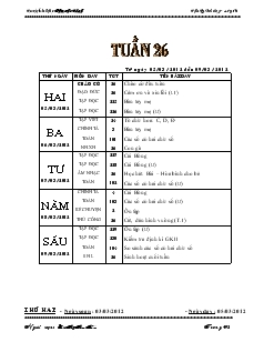 Giáo án lớp 1 tuần 26 - Trường tiểu học Phan Chu Trinh