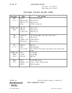 Giáo án lớp 2 tuần 15 - Trường Tiểu học Trần Tống