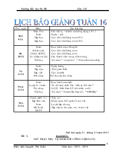 Giáo án lớp 2 tuần 16 - Trường tiếu học Ea Bá